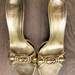 100% Authentic Gucci Heels Golden Shiny size 8.5